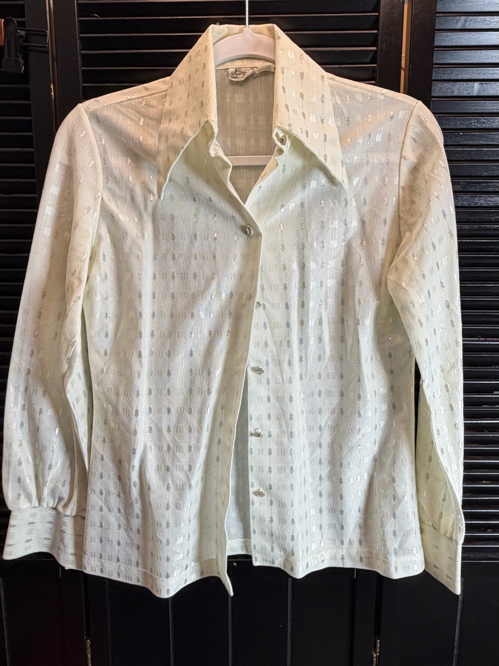 Men's White Patterned Button-Up Shirt